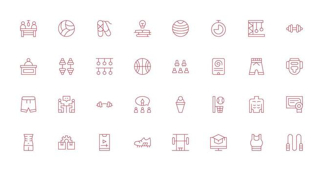 Training Visual Pack containing 32 Thin Line Icons User Interface Icons for Digital Products vector