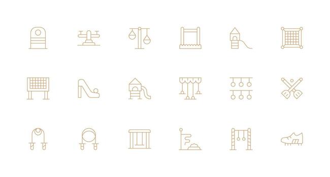 Playground featuring 18 Icons in Minimal Line Design UI Icon Set vector