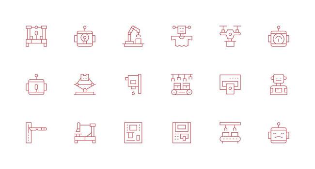 automatizado icono colección con 18 mínimo línea diseños diseño icono colección vector