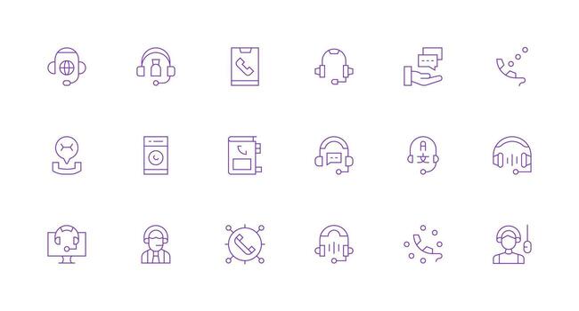 Hotline Icon Collection with 18 Minimal Line Designs Simple Icons for Interface and Wireframes vector