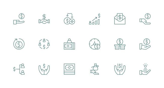 Minimal Line Icons from Compensation Set with 18 Vectors Responsive Icon Set for Flexible Layouts