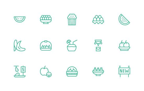 15 Regular Line Style Icons from Fresh Collection Basic Icon Series vector