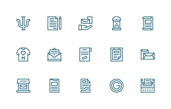15 regular línea vectores para letra tema completamente editable icono conjunto para web