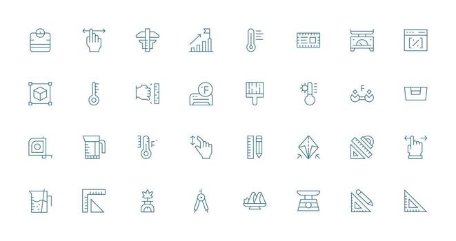 Scale Set with 32 Thin Line Icons Icon Pack for UI vector