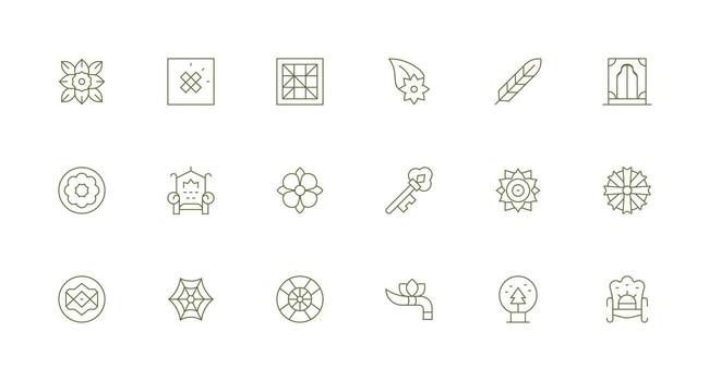 Ornate Icon Set with 18 Minimal Line Graphics Interface Icons for Daily Use vector