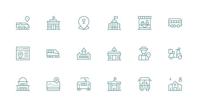 18 Minimal Line Vectors for Local Theme Interface Icon Collection for Daily Projects