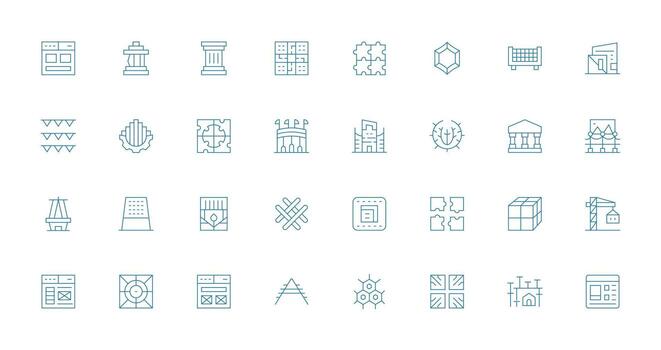 32 Icons for Framework in Thin Line Format Basic Icon Series vector