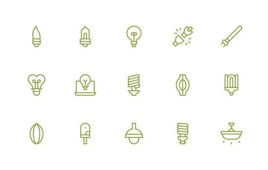 bulbo visual paquete conteniendo 15 regular línea íconos tablero icono serie vector