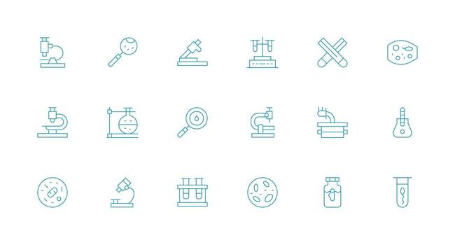 18 Minimal Line Style Icons from Microscope Collection Layout Icon Collection vector