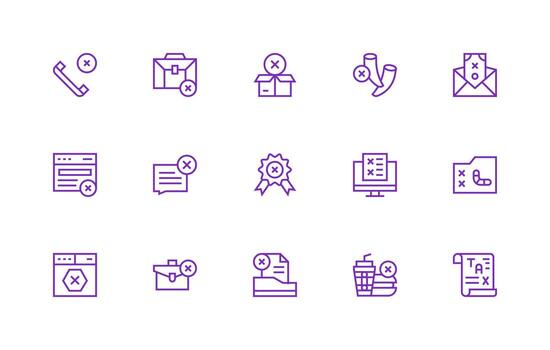15 Regular Line Style Icons from Rejected Collection Icon Collection Set vector