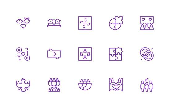 Unity Visual Pack containing 15 Regular Line Icons Icon Set vector
