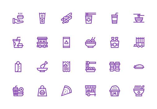 24 Thick Line Line Vectors for Takeout Theme Flexible Icon System for Web Interfaces