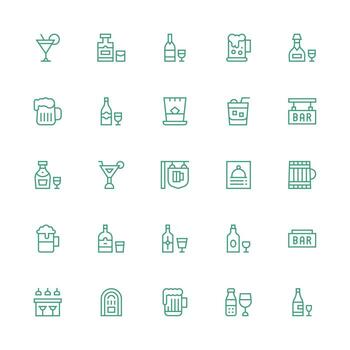 25 Medium Stroke Outline Style Icons from Pub Collection Clean Icon Set Icon Pack for UI Projects vector