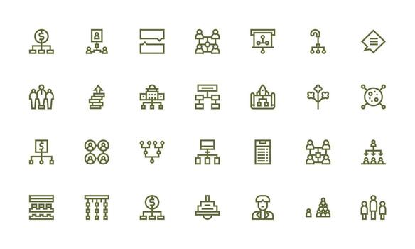 Hierarchy Design Icons featuring 28 in Bold Line Style Line Icon Collection vector
