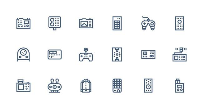 18 Strong Stroke Line Style Icons from Buttons Collection Compact Icon Set vector