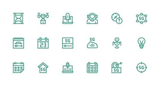 18 Strong Stroke Line Icons for Future Graphics User Interface Icons for Digital Products vector