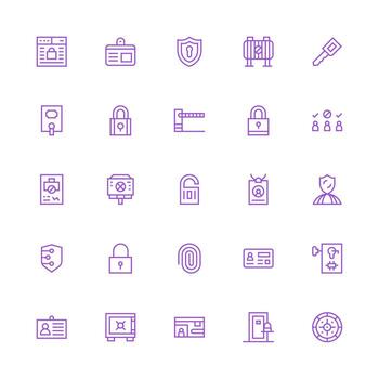25 Medium Stroke Outline Icons for Access Control Graphics Icon Pack for UI vector
