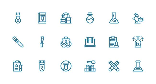 experimentación icono conjunto con 18 fuerte carrera línea gráficos interfaz icono colección vector