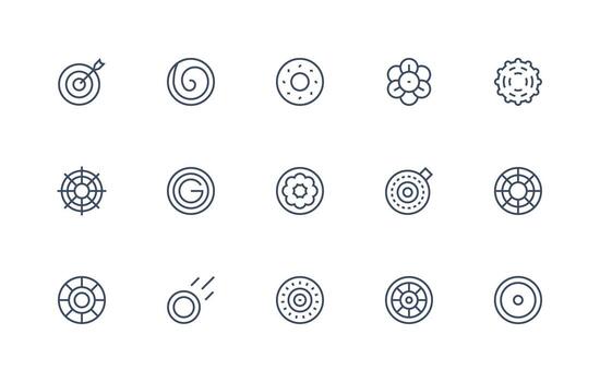 15 Regular Line Icons for Concentric Graphics Flexible Icon System for Web Interfaces vector
