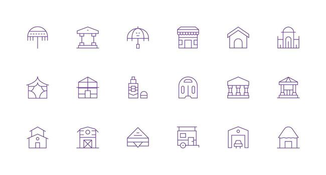 Minimal Line Icons from Roof Set with 18 Vectors Web and App Icon Pack Collection