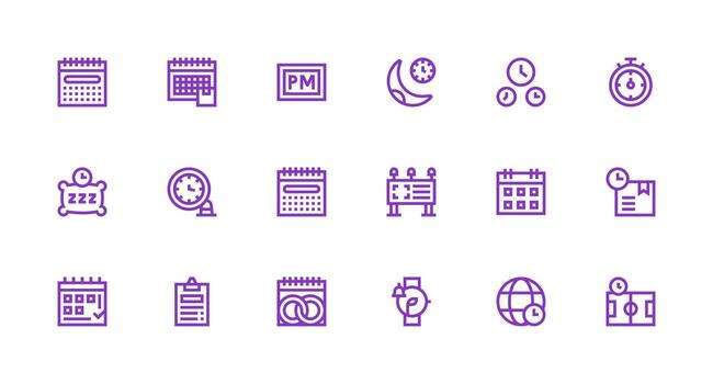 calendario diseño íconos presentando 18 en fuerte carrera línea estilo diseño Listo icono conjunto para equipos vector