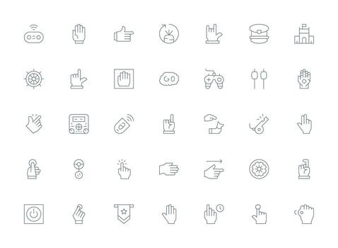 35 íconos para mando en ligero línea formato general utilizar icono paquete vector