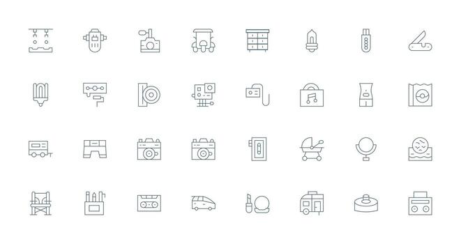compacto incluso 32 Delgado línea ilustraciones limpiar icono conjunto icono paquete para ui proyectos vector