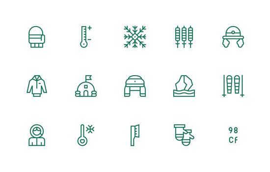 15 Regular Line Style Icons from Cold Weather Collection High-Resolution Icons for Any Platform vector