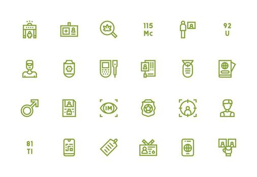 Identification Design Icons featuring 24 in Thick Line Line Style Icon Set for Projects vector