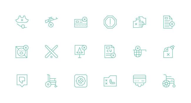 18 Invalid Icons in Minimal Line Aesthetic Clear and Concise Icon Set Collection vector