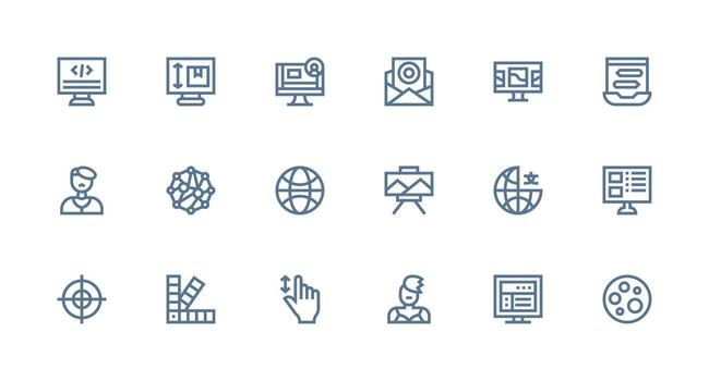 18 Strong Stroke Line Style Icons from Web Design Collection Basic Icon Series vector