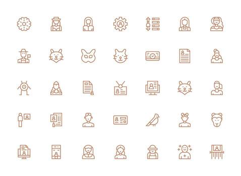 perfil visual paquete conteniendo 35 regular limpiar línea íconos icono conjunto para web vector