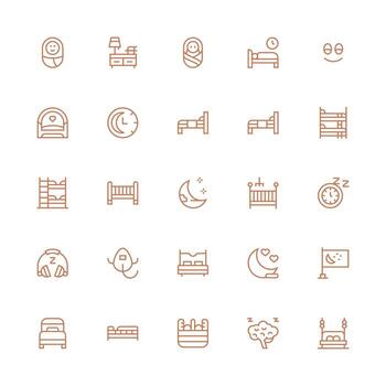 Medium Stroke Outline Icons from Sleep Set with 25 Vectors Well-Structured Icons for Creative Use