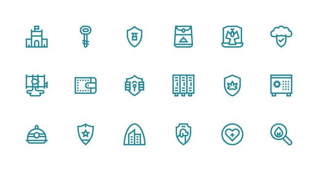 18 Strong Stroke Line Style Icons from Safe Collection Clean Icon Collection for Web Use vector