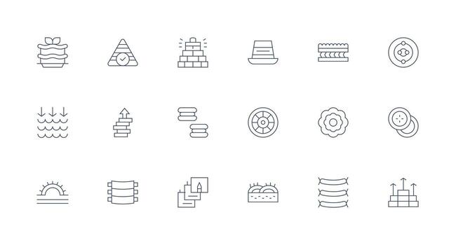 18 Icons for Layers in Minimal Line Format Clean Icon Collection for Web Use vector