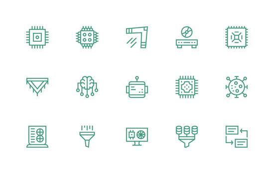 Regular Line Icons from Data Processing Set with 15 Vectors Reusable Icon Set