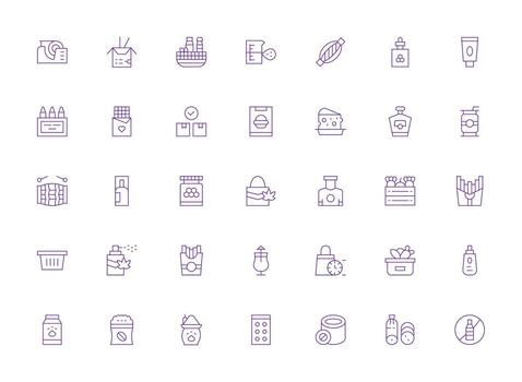 Packaging featuring 35 Icons in Light Line Design Quick Access Icons for UI Development vector