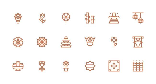 fuerte carrera línea estilo ornamental íconos con 18 vectores flexible icono sistema para web interfaces