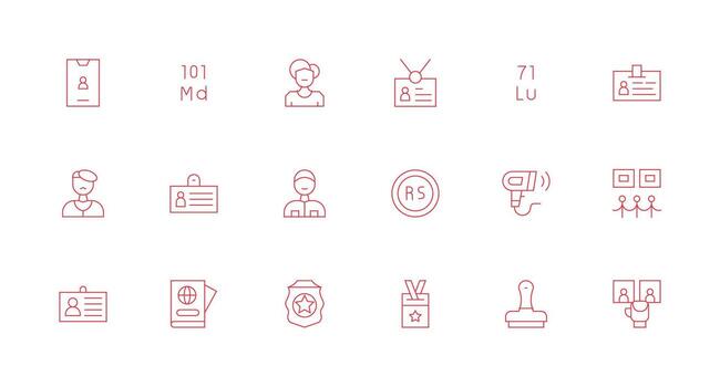 identificación icono colección con 18 mínimo línea diseños limpiar icono conjunto icono paquete para ui proyectos vector