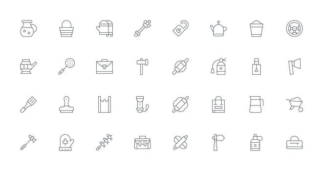 32 Delgado línea diseños para encargarse de íconos flexible icono sistema para web interfaces vector