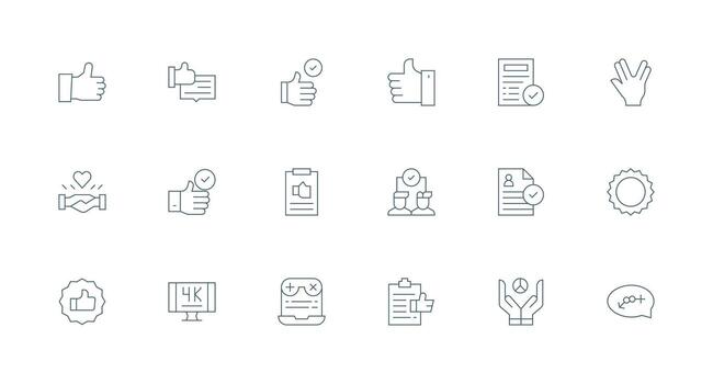 18 Minimal Line Icons for Acceptance Graphics Basic Icon Series vector