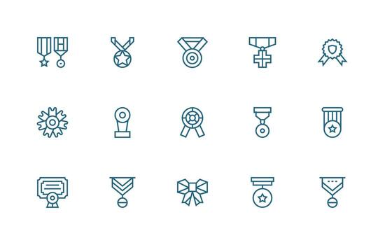 15 Regular Line Icons for Commendation Graphics Essential Icon Set for Teams vector