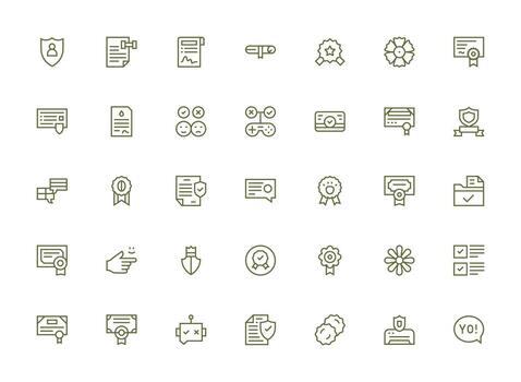 Validation Icon Collection with 35 Regular Clean Line Designs All Device Compatible Icon Set vector
