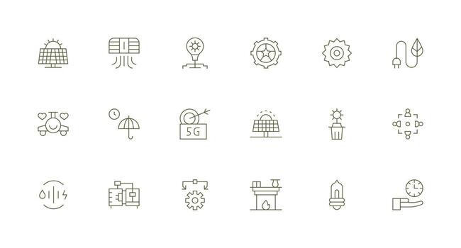 Efficient Icon Set with 18 Minimal Line Graphics Professional Icon Set vector