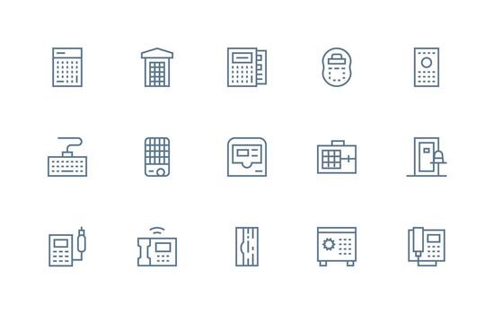 regular línea íconos desde teclado conjunto con 15 vectores web icono colección