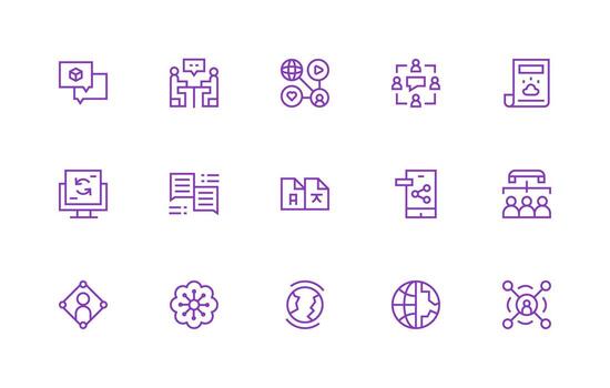 Sharing Icon Collection with 15 Regular Line Designs Balanced Icon Set for Functional Design vector