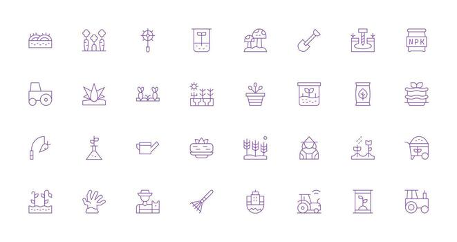 Thin Line Icons from Soil Set with 32 Vectors Flexible Icon System for Web Interfaces