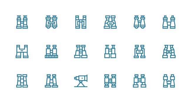 Spotting Scope Visual Pack containing 18 Strong Stroke Line Icons Simple Icons for Interface and Wireframes vector