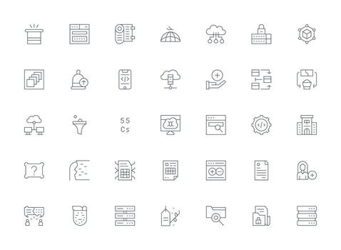 Light Line Style Database Icons with 35 Vectors Clean Icon Set Icon Pack for UI Projects