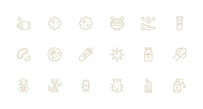 Bacteria Visual Pack containing 18 Minimal Line Icons Essential Icons for Rapid UI Building vector